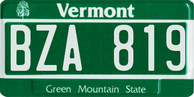 VT license plate BZA819
