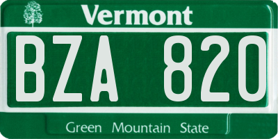 VT license plate BZA820
