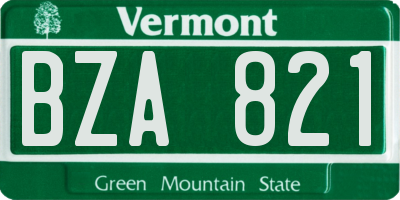 VT license plate BZA821