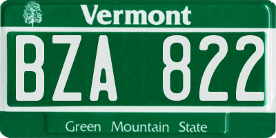 VT license plate BZA822