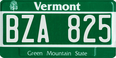 VT license plate BZA825