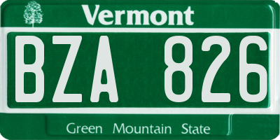 VT license plate BZA826