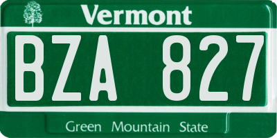 VT license plate BZA827