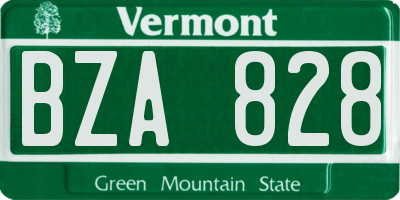 VT license plate BZA828