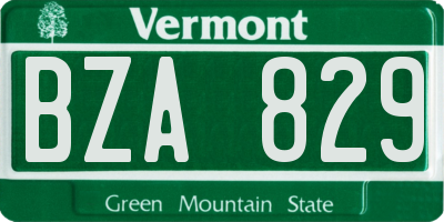 VT license plate BZA829