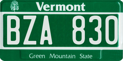 VT license plate BZA830