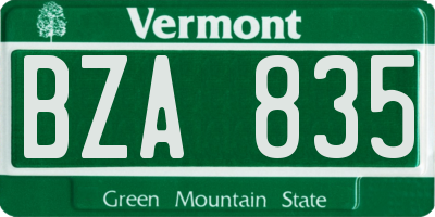 VT license plate BZA835