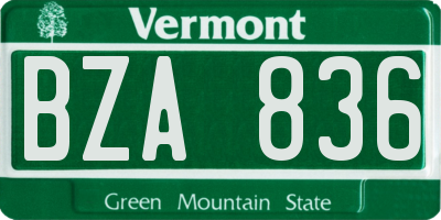 VT license plate BZA836