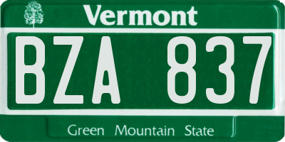 VT license plate BZA837