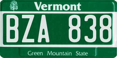 VT license plate BZA838