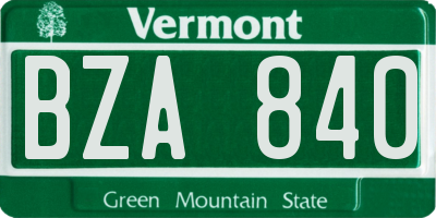 VT license plate BZA840