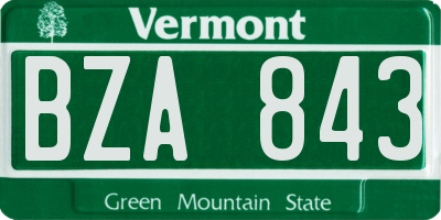 VT license plate BZA843