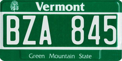 VT license plate BZA845