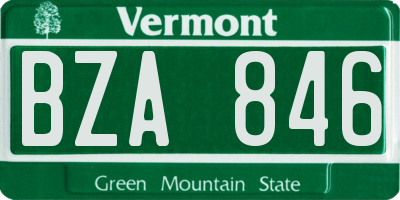 VT license plate BZA846