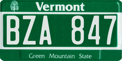 VT license plate BZA847