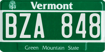 VT license plate BZA848