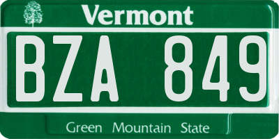 VT license plate BZA849