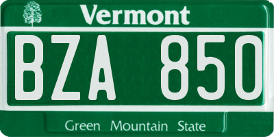 VT license plate BZA850
