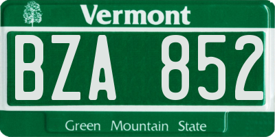 VT license plate BZA852