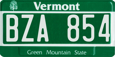 VT license plate BZA854