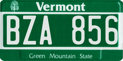 VT license plate BZA856