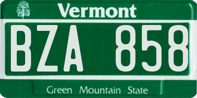 VT license plate BZA858