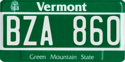 VT license plate BZA860