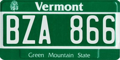 VT license plate BZA866