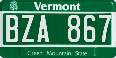 VT license plate BZA867