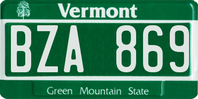 VT license plate BZA869