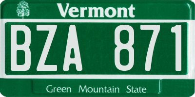 VT license plate BZA871