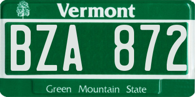 VT license plate BZA872