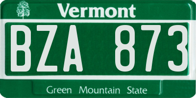 VT license plate BZA873
