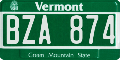 VT license plate BZA874