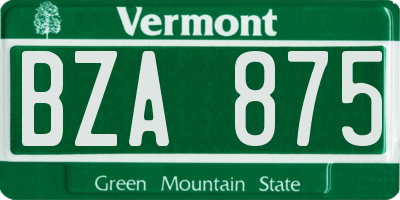 VT license plate BZA875