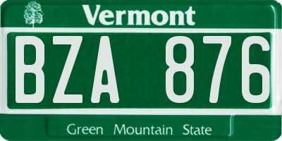 VT license plate BZA876