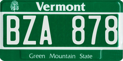VT license plate BZA878