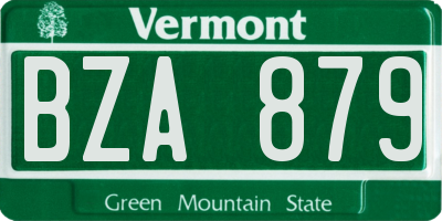 VT license plate BZA879