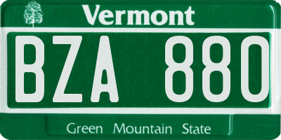 VT license plate BZA880