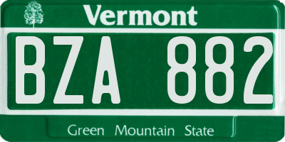 VT license plate BZA882