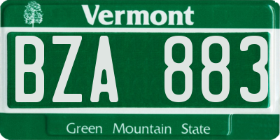 VT license plate BZA883