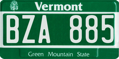 VT license plate BZA885