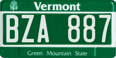 VT license plate BZA887