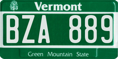 VT license plate BZA889
