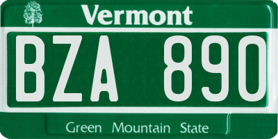 VT license plate BZA890