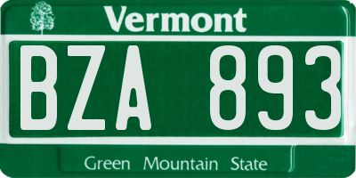 VT license plate BZA893