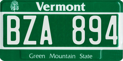 VT license plate BZA894