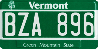 VT license plate BZA896
