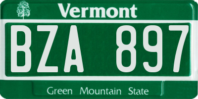 VT license plate BZA897