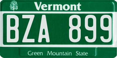 VT license plate BZA899